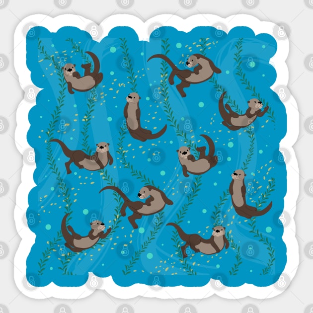Swimming otters Sticker by claudiecb